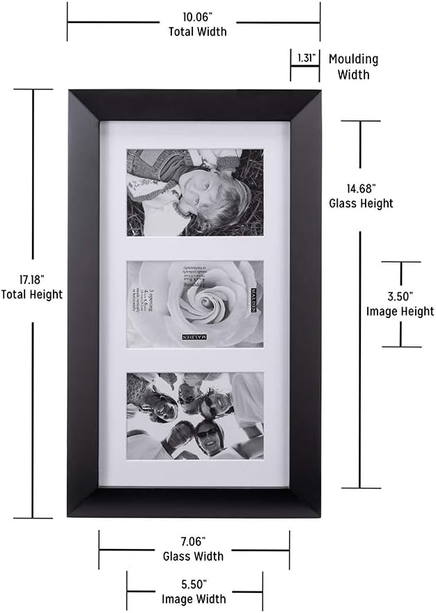4x6 Berkely Matted Black Wood Collage Picture Frame