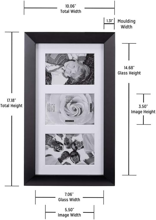 4x6 Berkely Matted Black Wood Collage Picture Frame