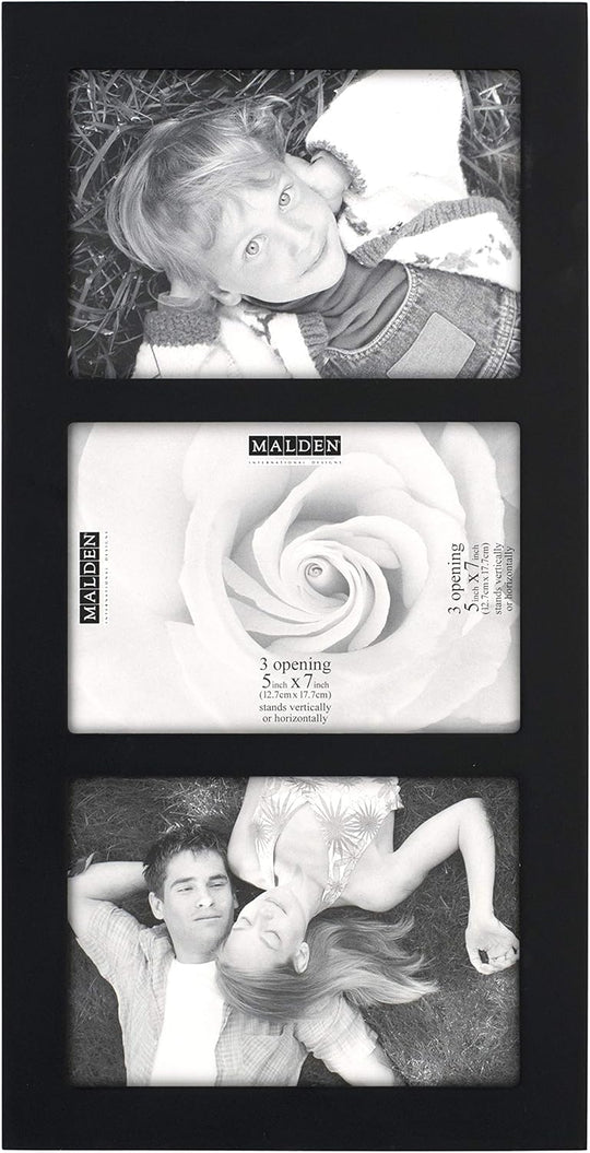 5x7 Linear Black Picture Frame with Mat
