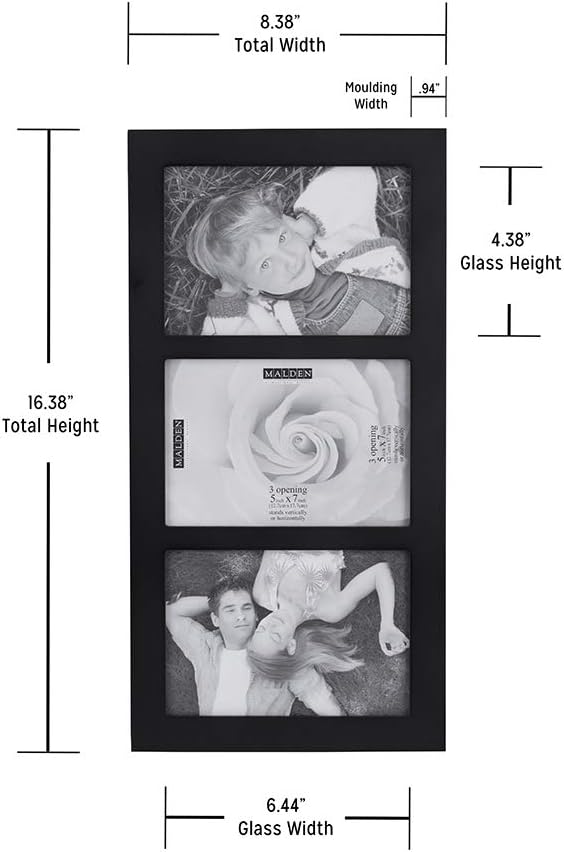 5x7 Linear Black Picture Frame with Mat