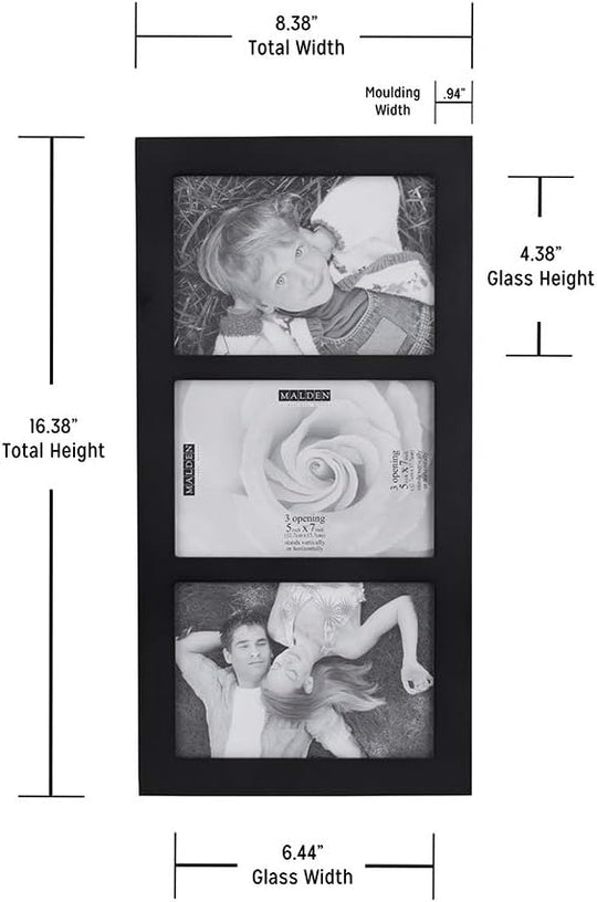 5x7 Linear Black Picture Frame with Mat